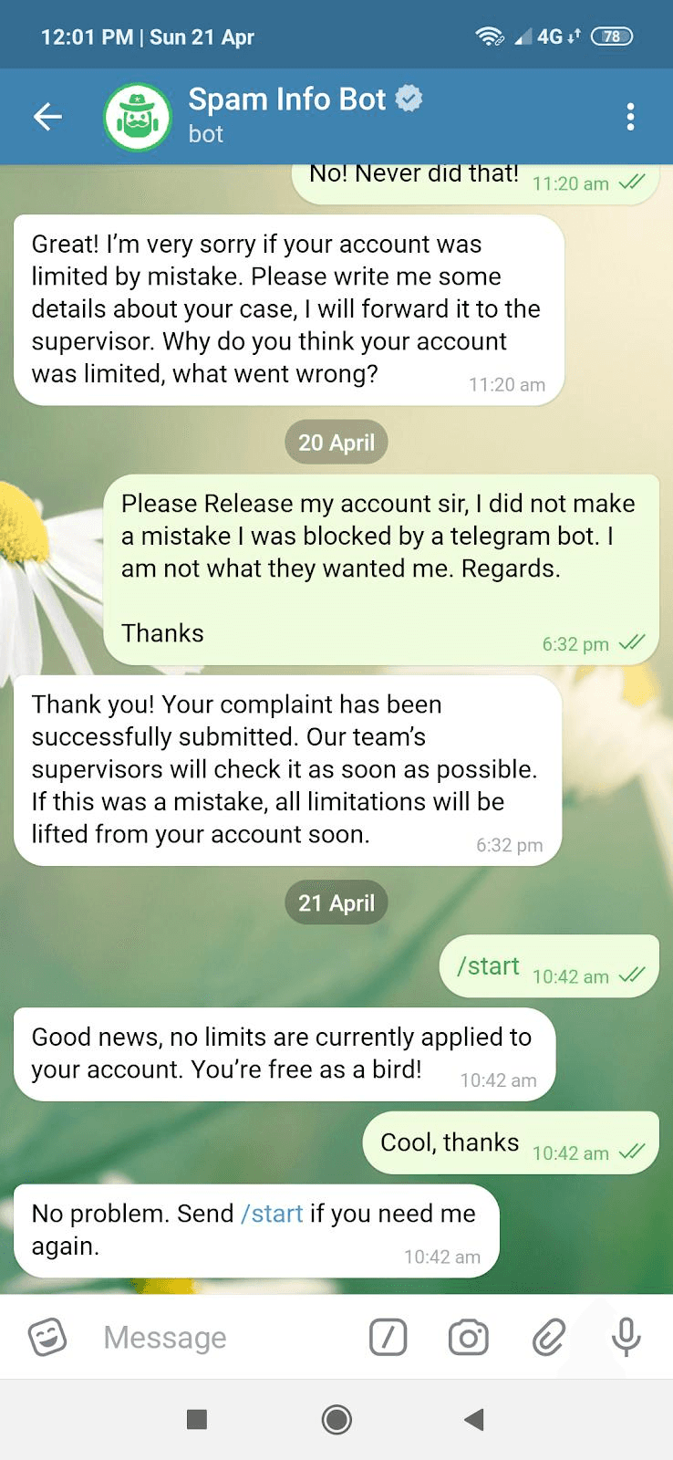 Telegram Frozen Account Appeal