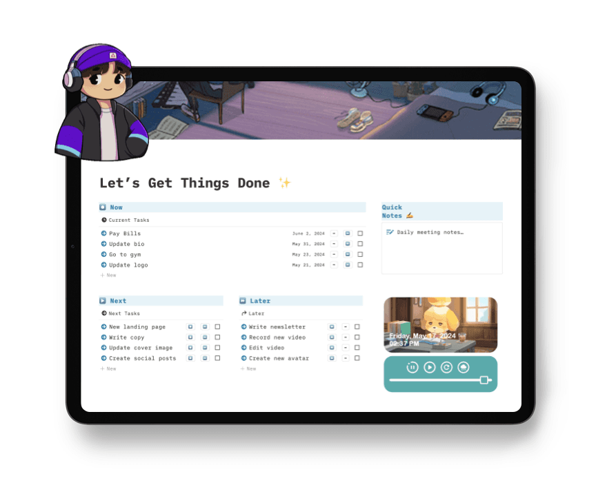 Notion Get Things Done (GTD) Dashboard