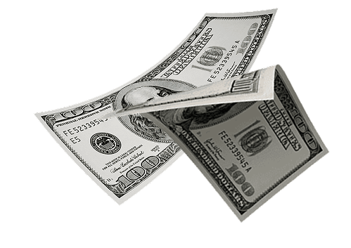 Graphic of floating paper money