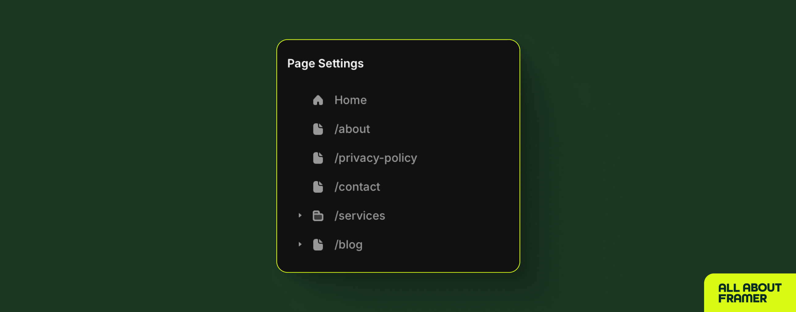 Page settings in Framer