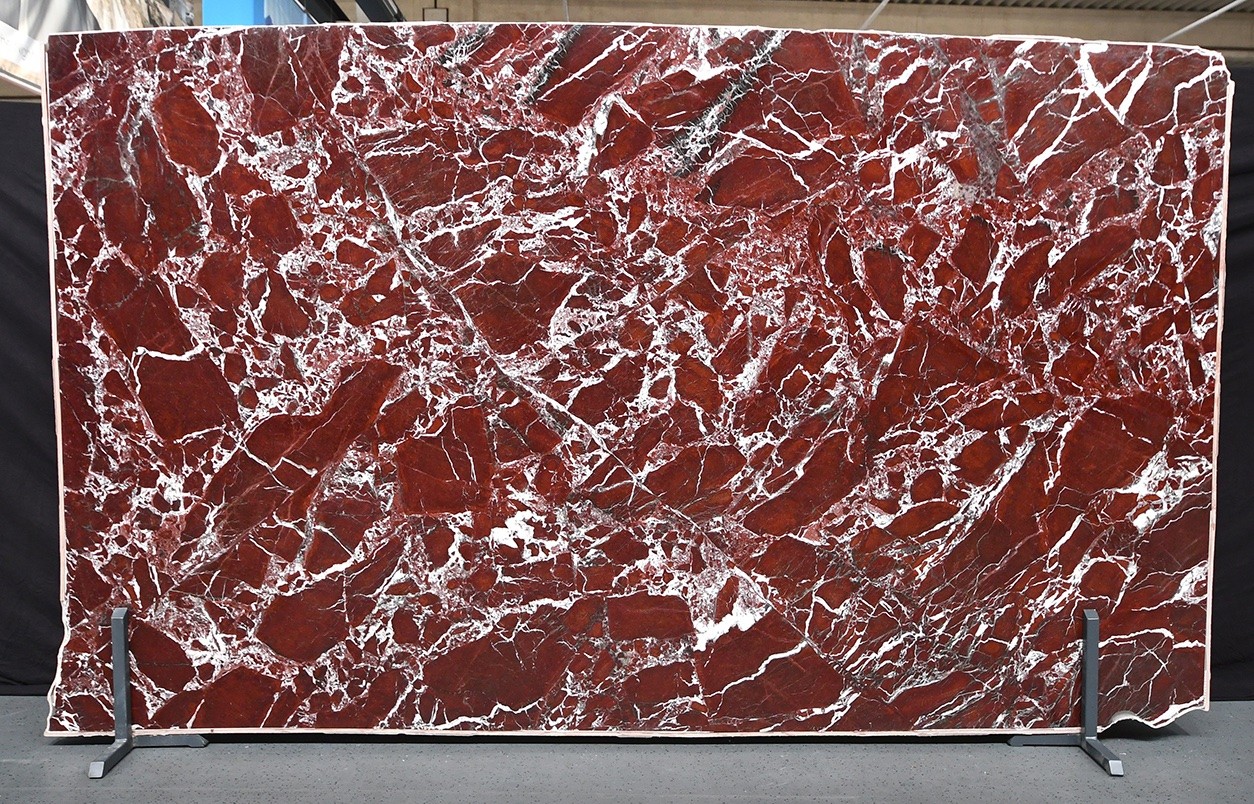 Red Rosso Levanto marble with distinctive white and black natural veining