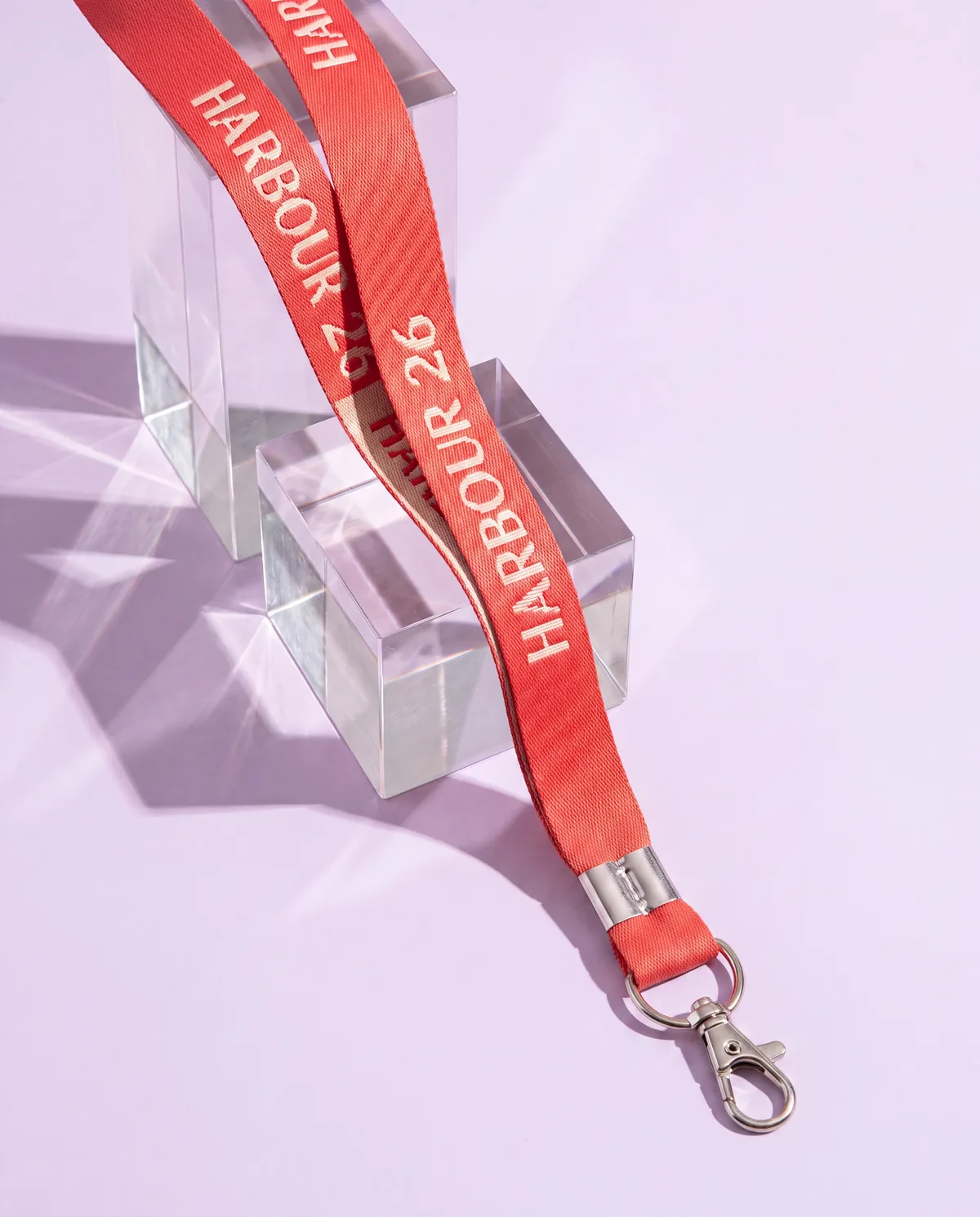 Woven conference lanyard with swivel hook and metal ring