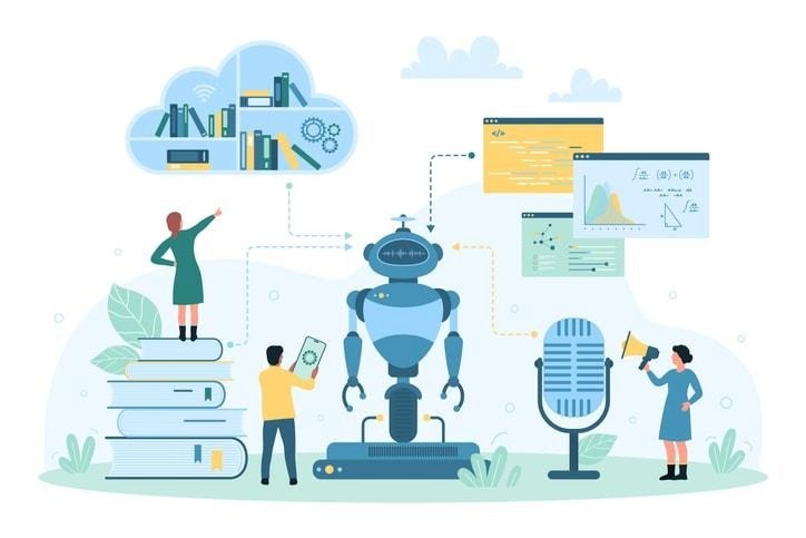 A diagram illustrating how machines learn through different algorithms.