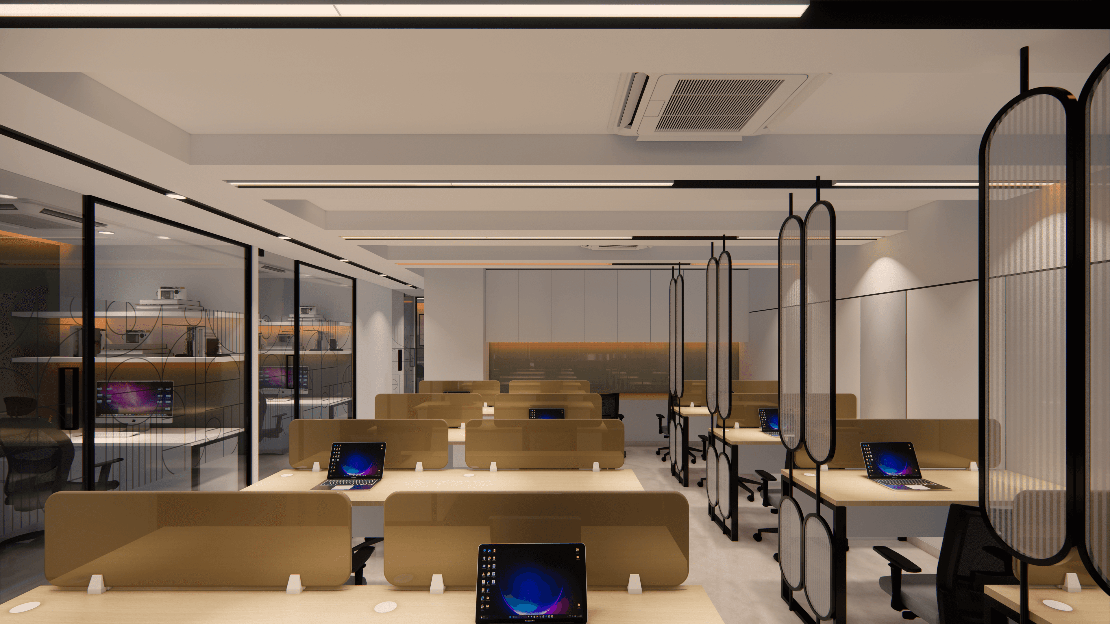 Retail store interior design with branding and lighting