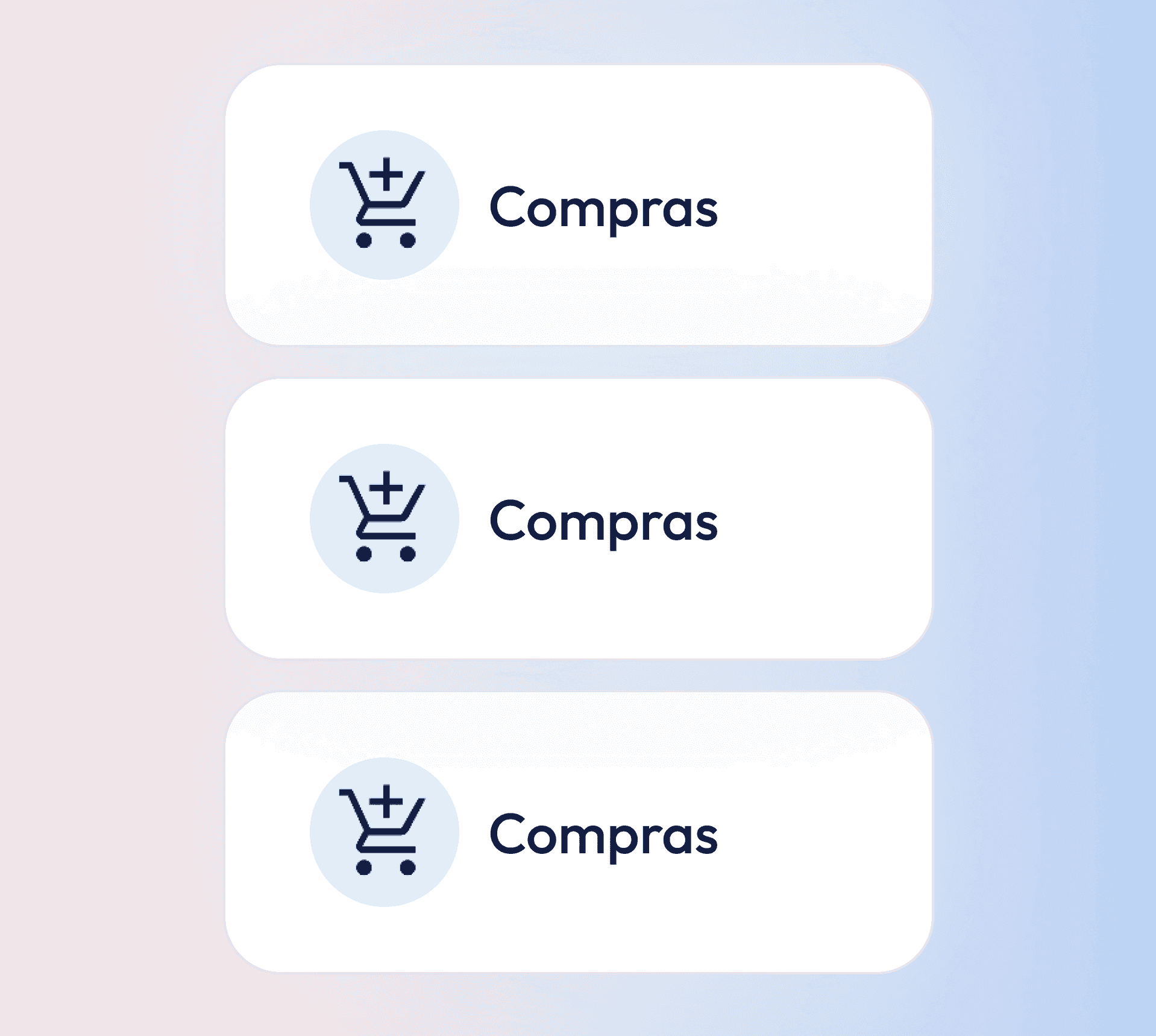 Botones de compras con carrito y texto "Compras"