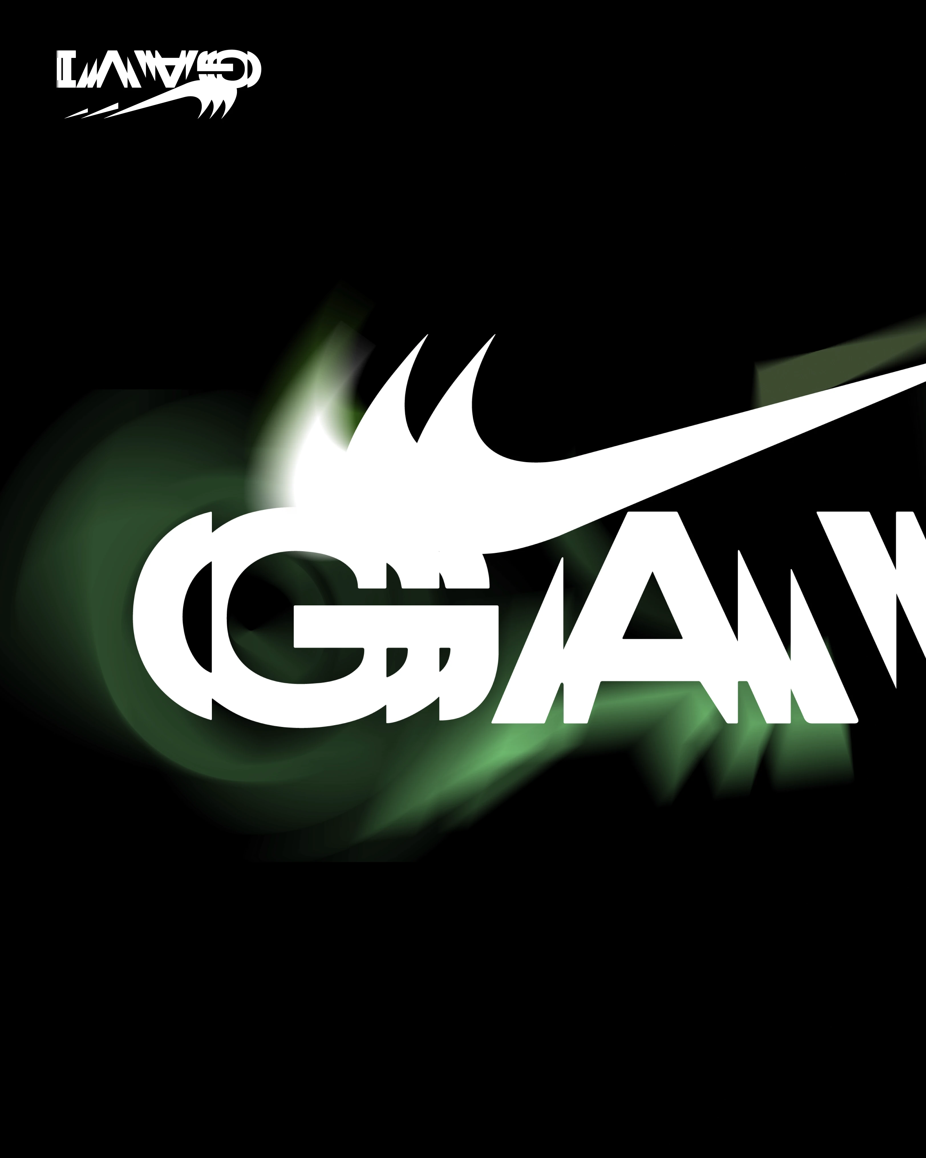 Cropped GAVI logotype and Nike swoosh with a green glow on black, campaign design by Sebastian Saavedra