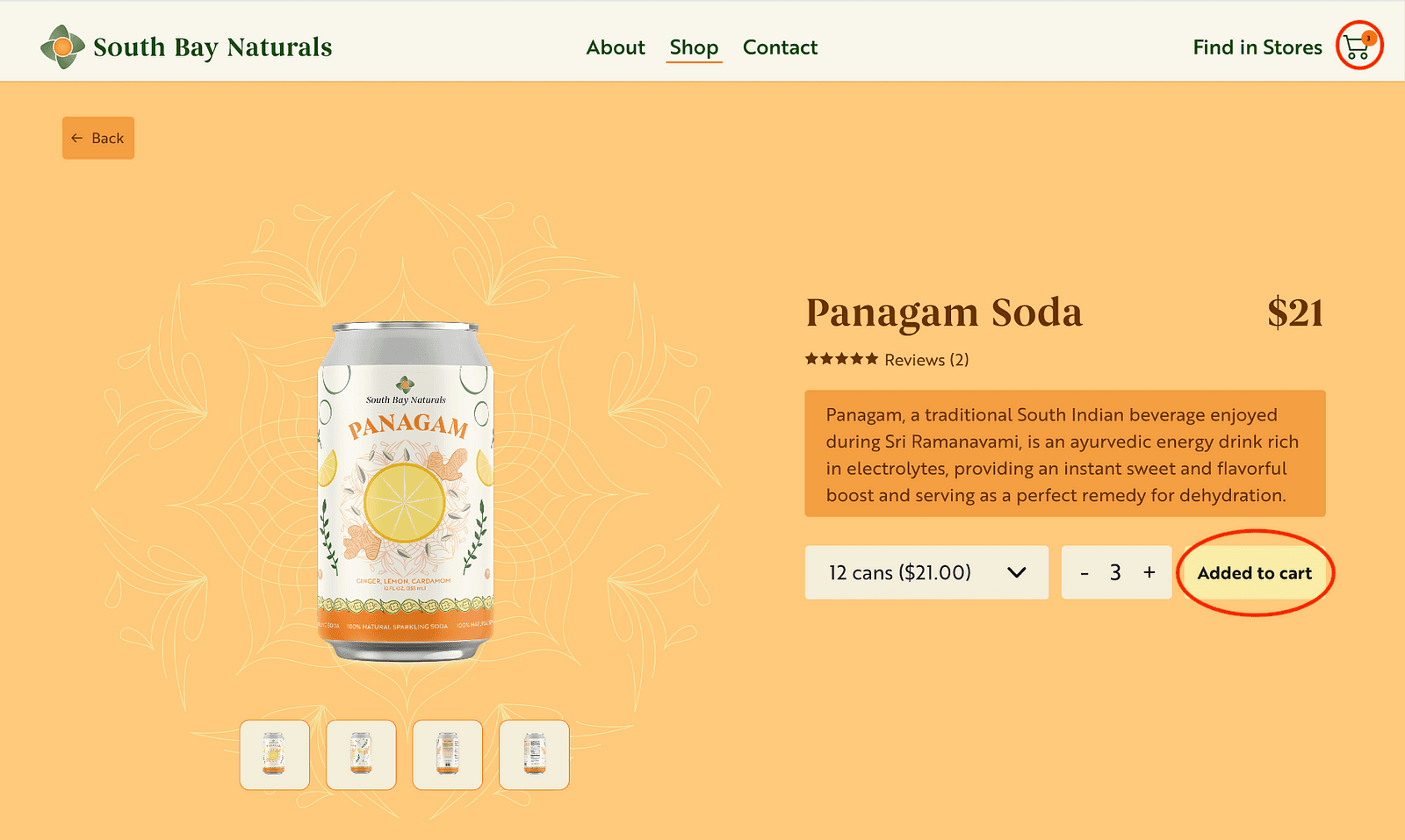 An example of the South Bay Naturals website checkout screen that the team redesigned.