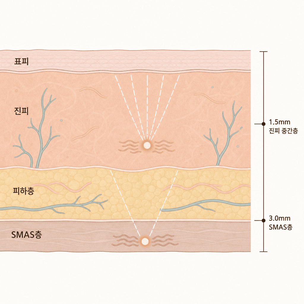 울쎄라가 닿는 진피와 SMAS층 깊이