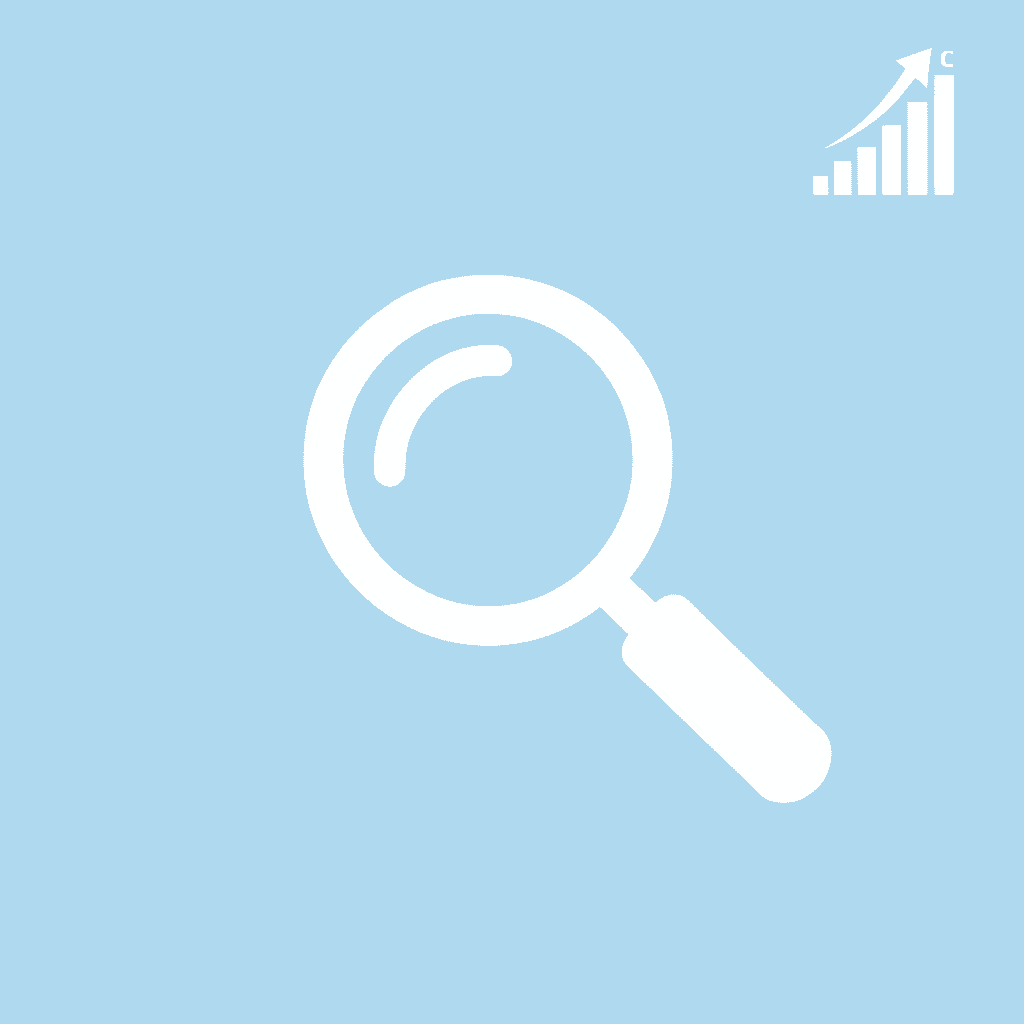  Magnifying glass icon representing in-depth lead research and market analysis
