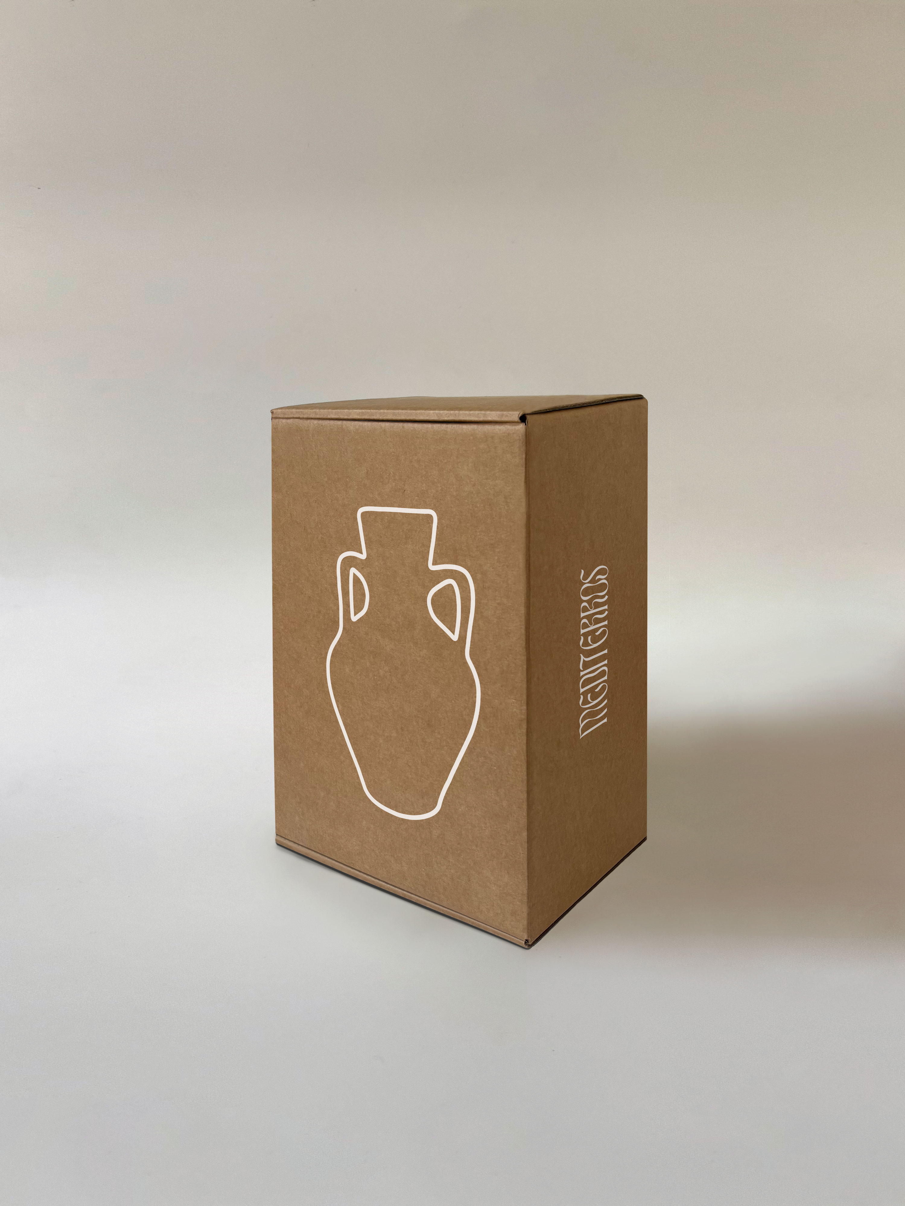 A brown box with a simple outline design on the front, displayed on a neutral background.