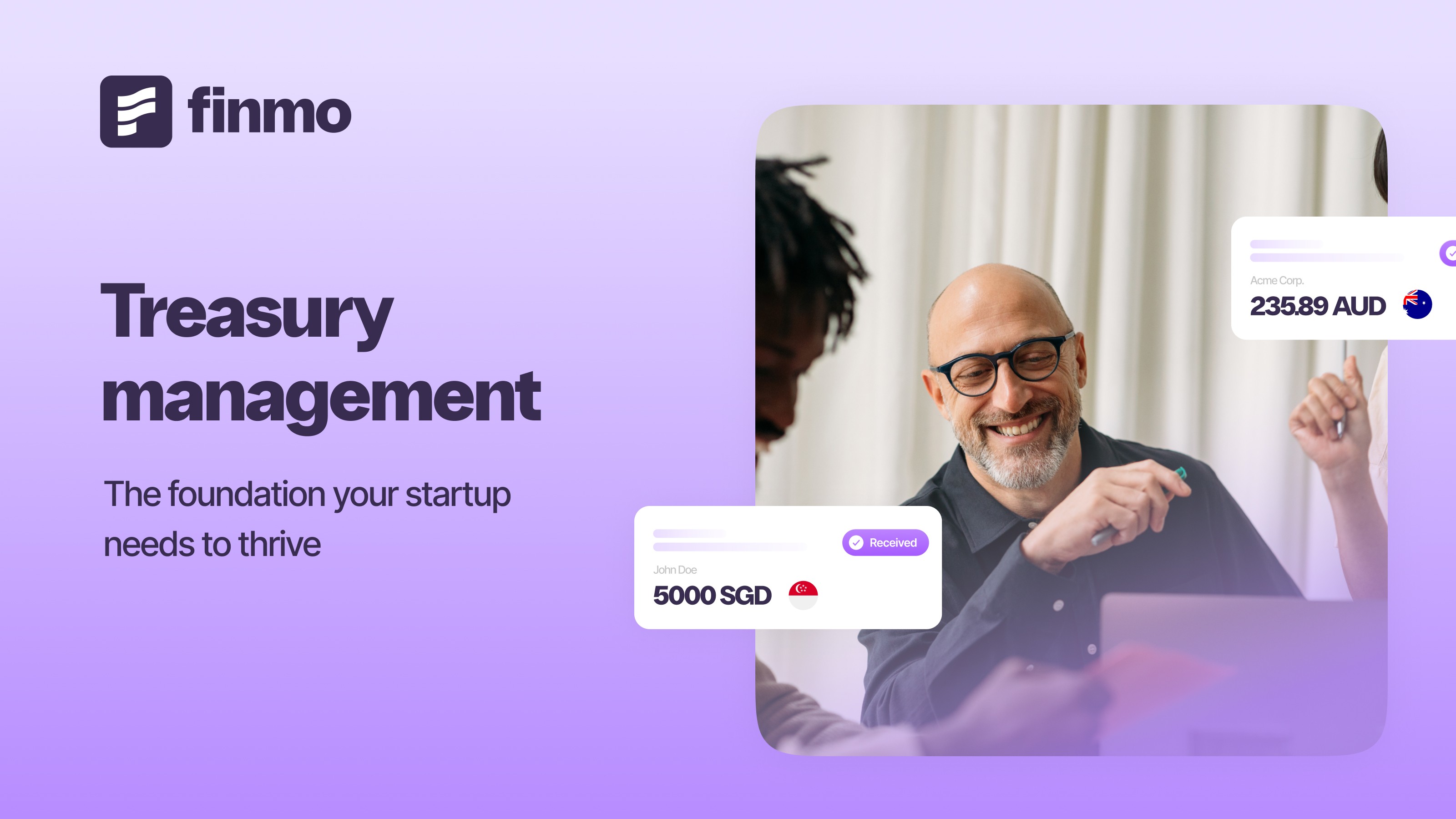 Finmo dashboard for treasury management setup