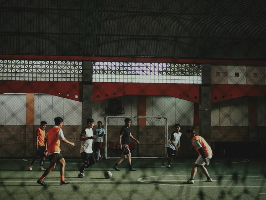 An indoor 5-a-side game