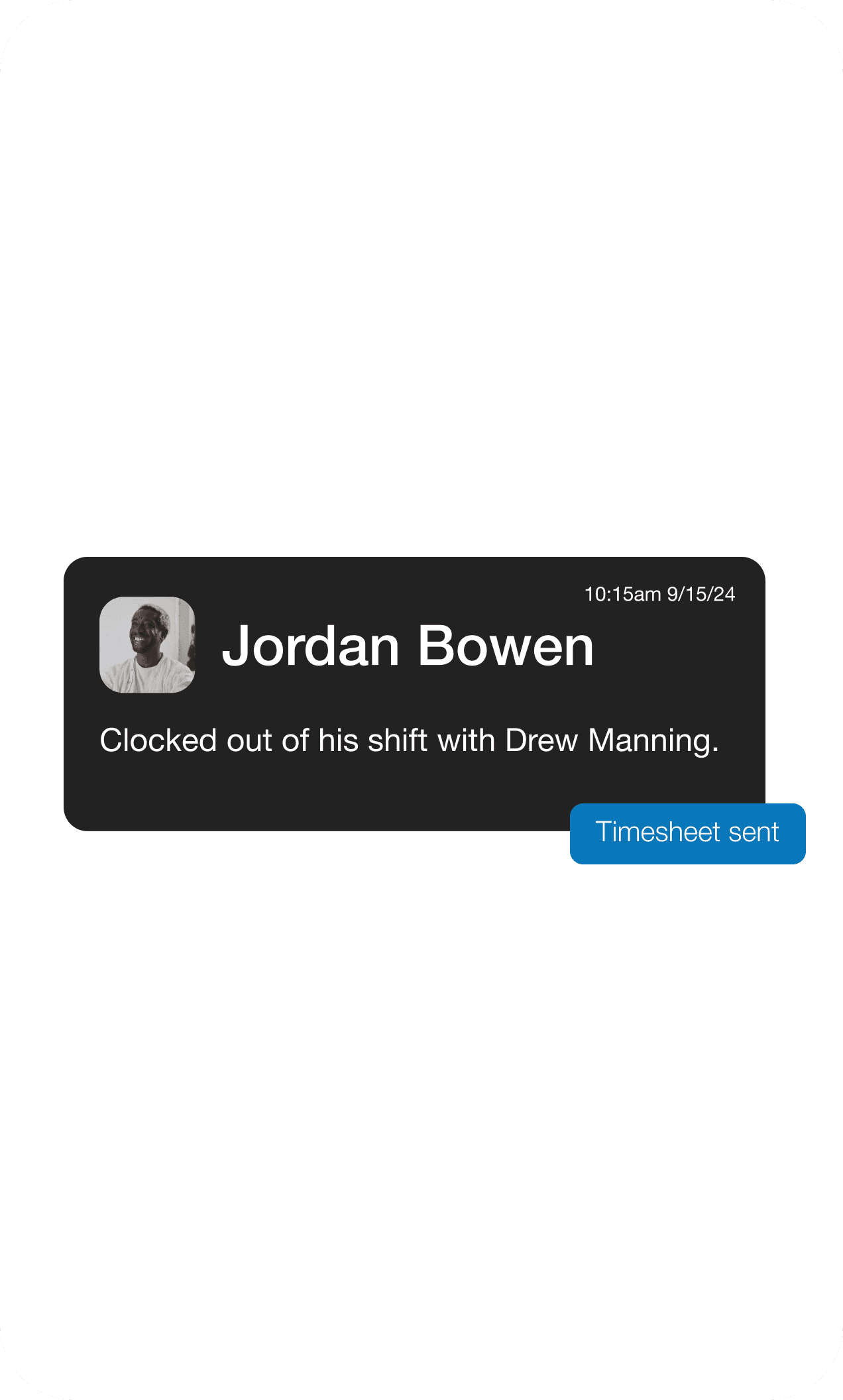 Clocked out notification.