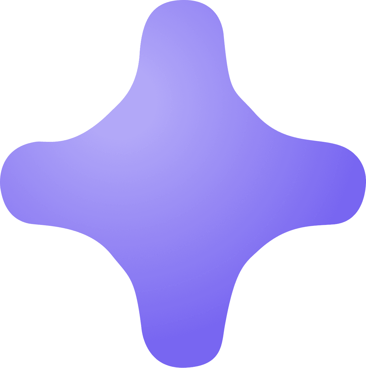 A soft purple, amoeba-like shape with four rounded protrusions, reminiscent of a star.