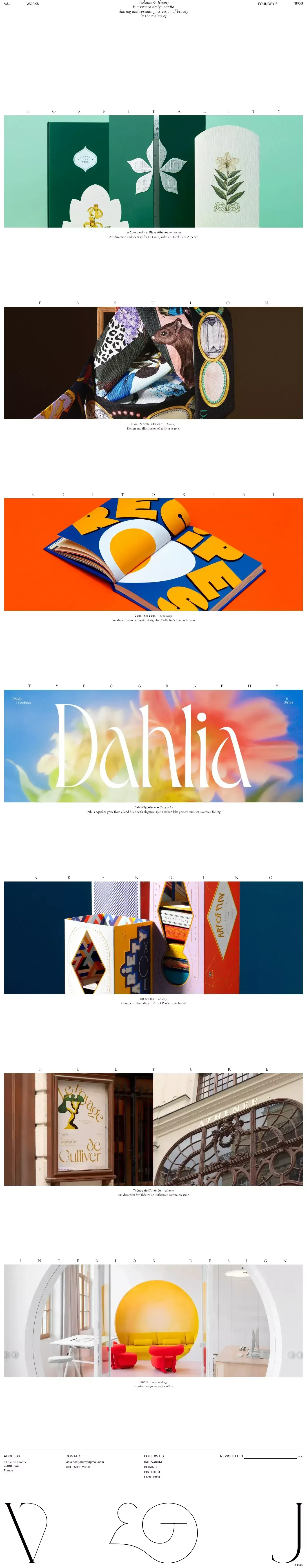 Violaine & Jérémy portfolio page screenshot showcasing Design design