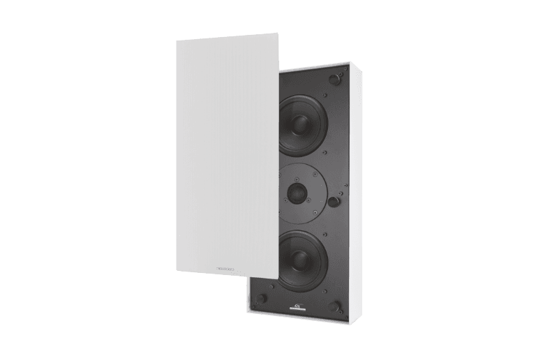 Black smart home device with screen showing time and temp