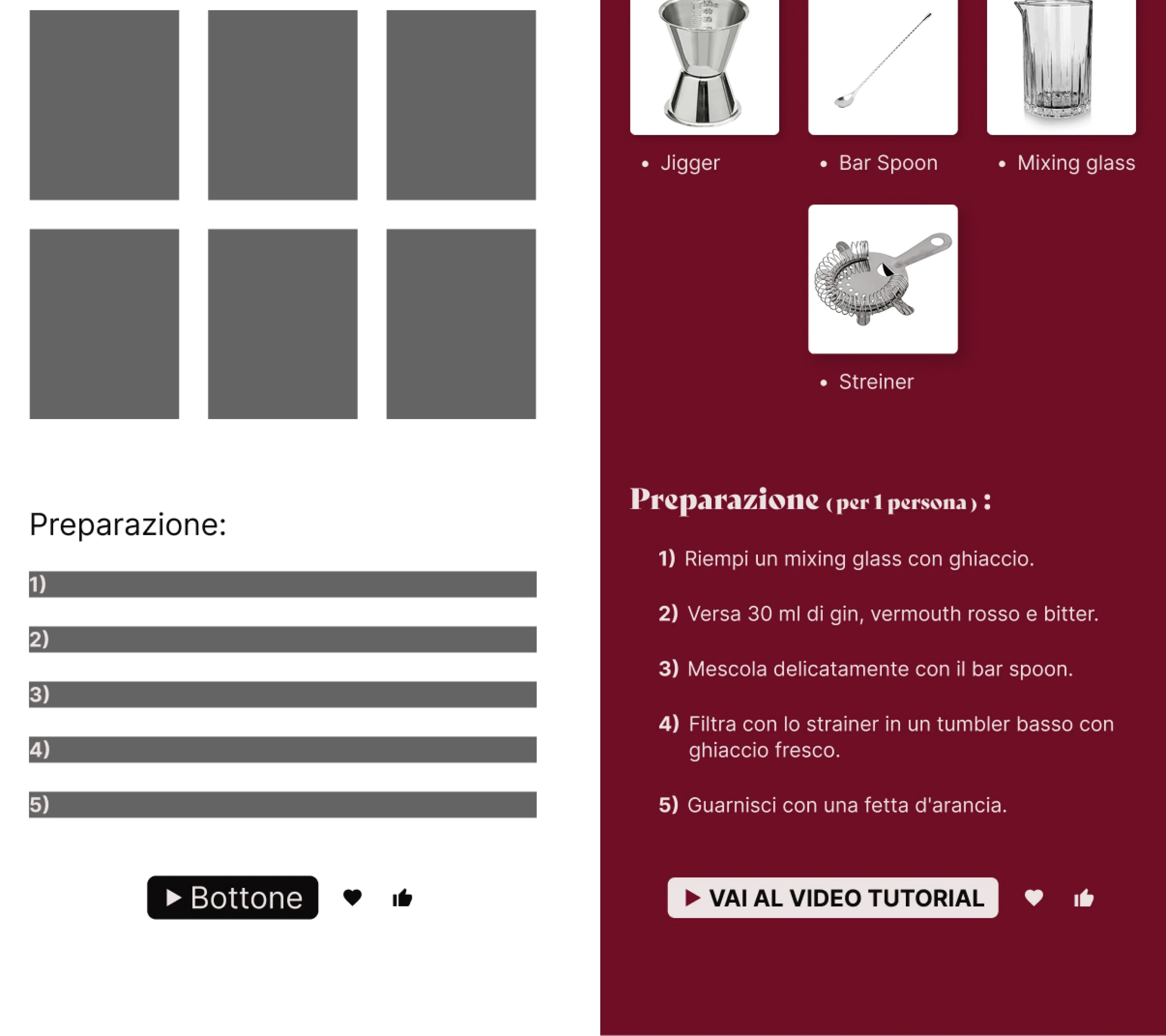 bozza ricetta pagina cocktail