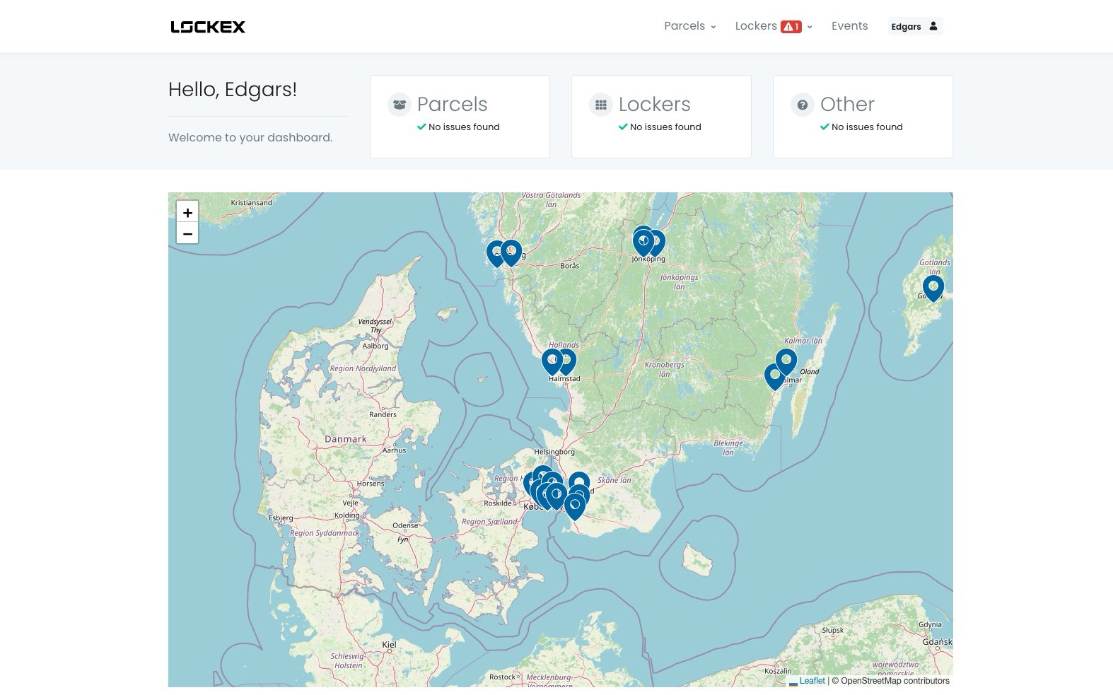 Lockex Parcel locker Admin Software screen