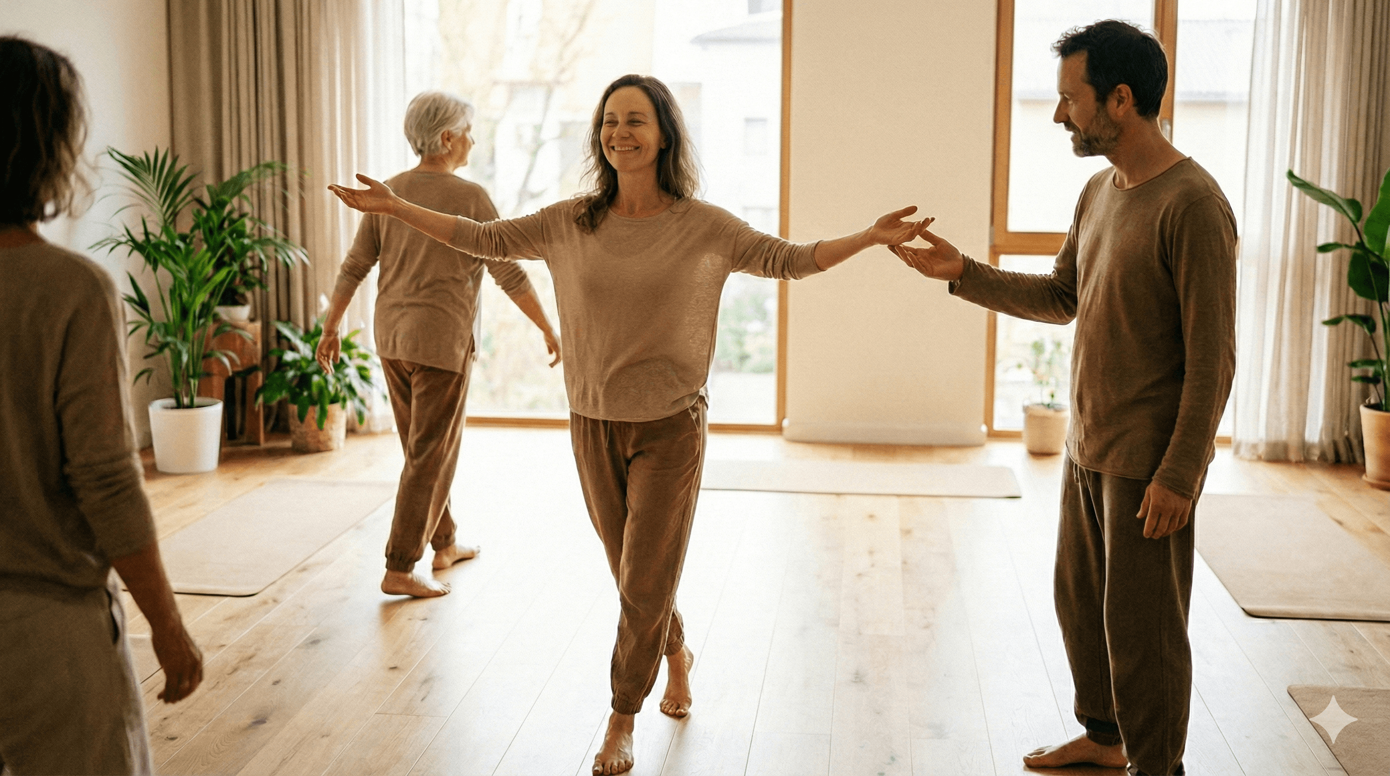 A beautiful young woman smiling at the camera on a mountain field