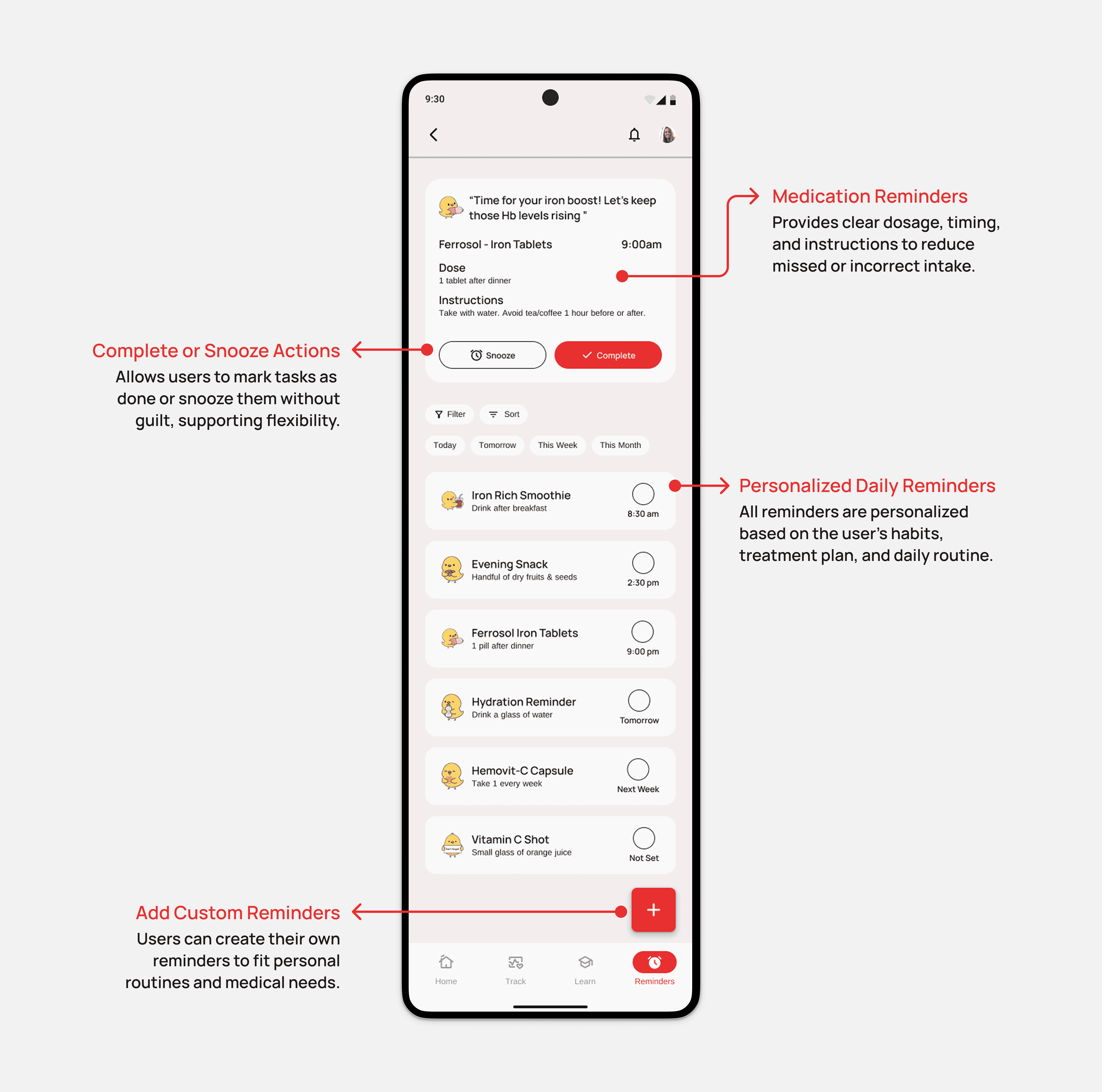 Nivaara Reminders Page