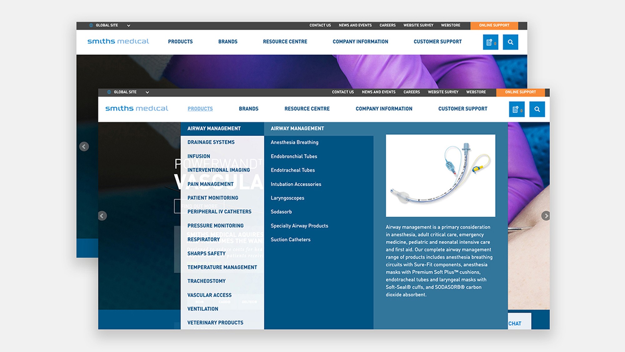 A screenshot of the new website navigation