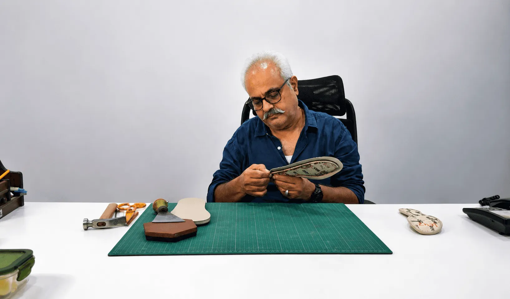 A person working in a footware factory