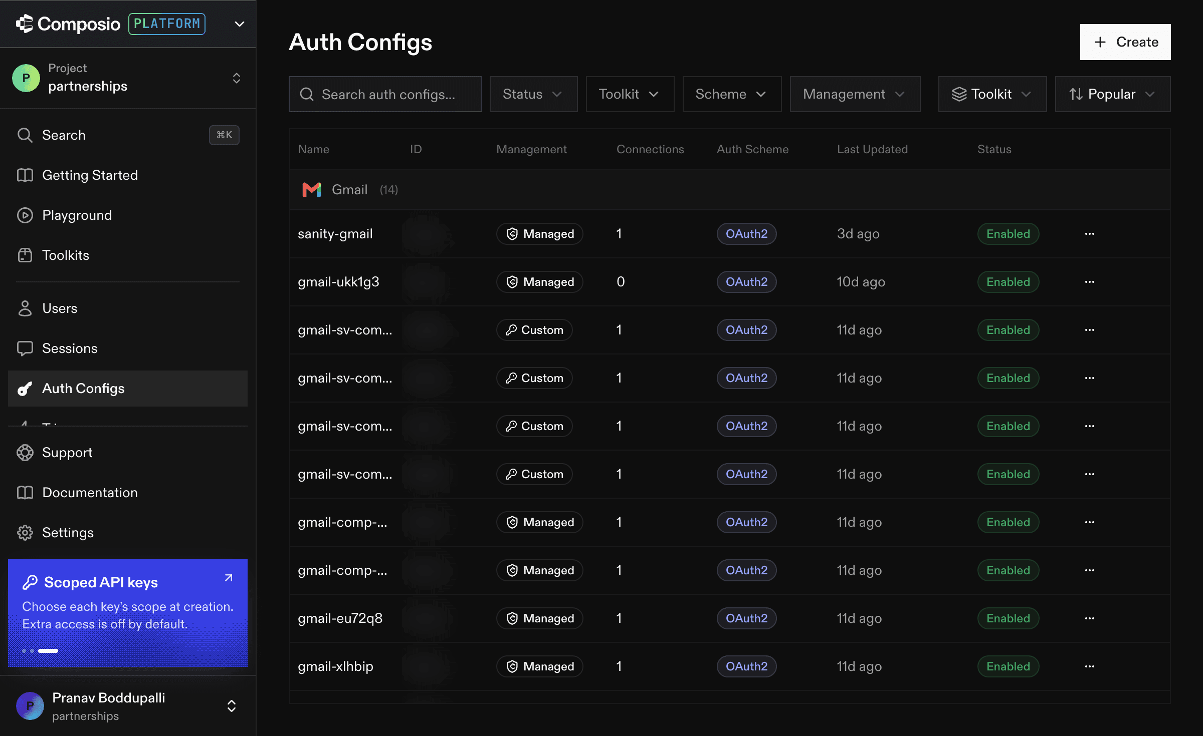 Composio Auth Configs
