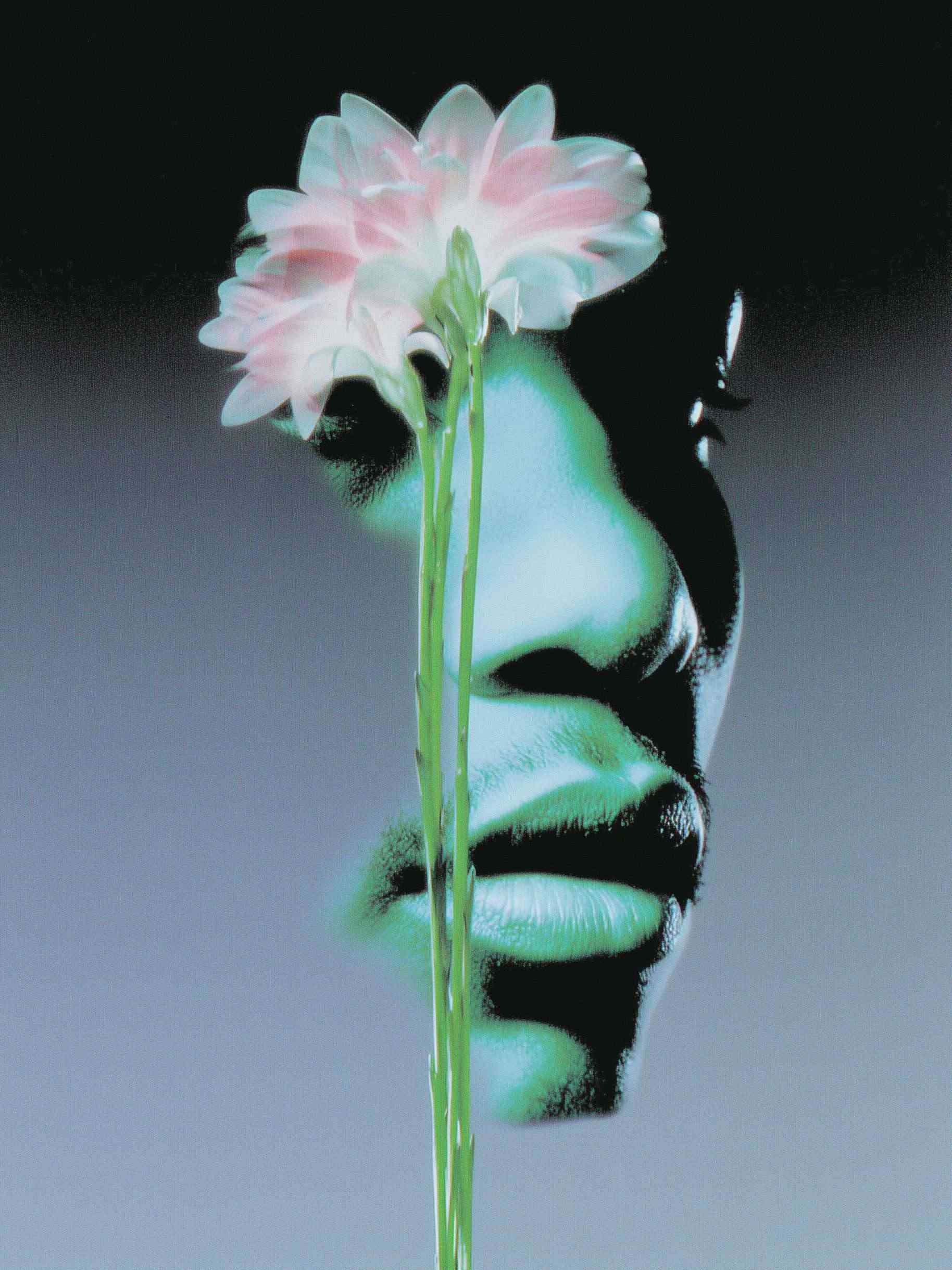 Face silhouette in profile with artistic glow effect