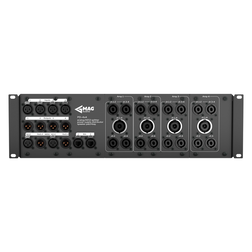 MAG AUDIO PD-4x4 patchbay with multple XLR and Ethercon connectors