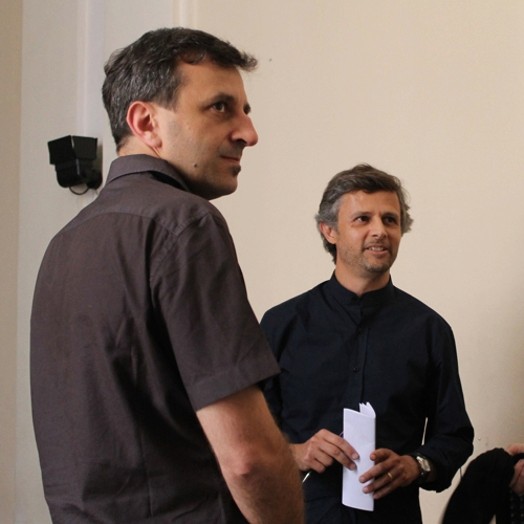 two men talking