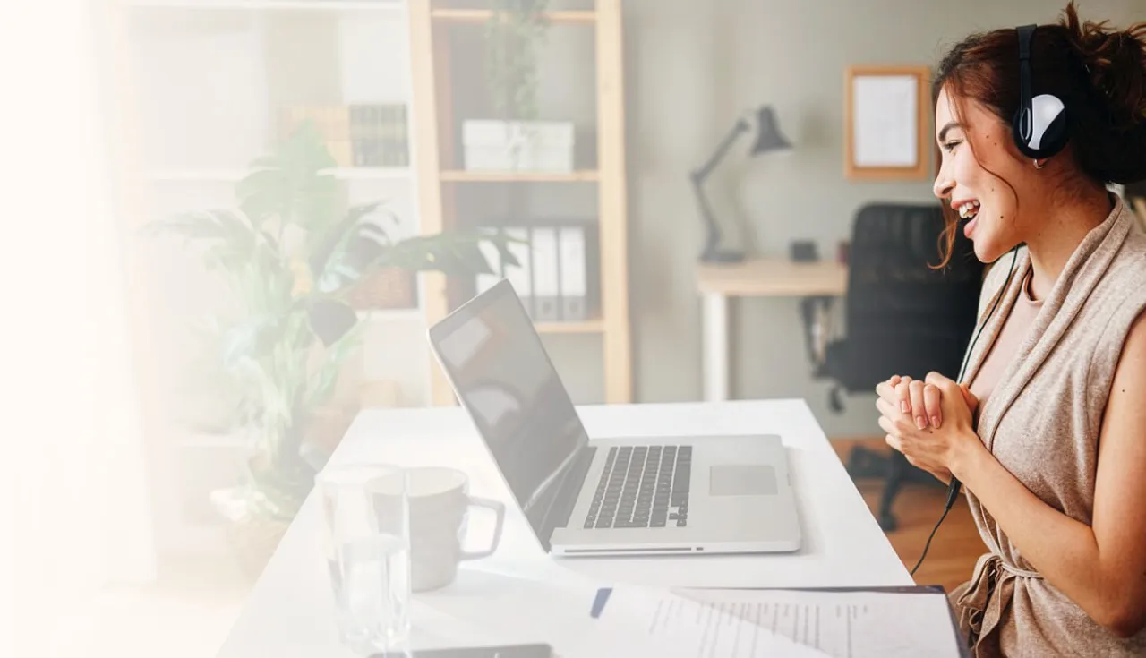 Woman in a video call consultation