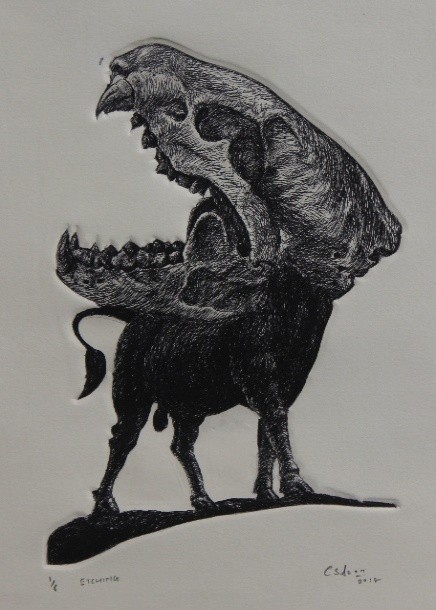 herd of sheep on road painting