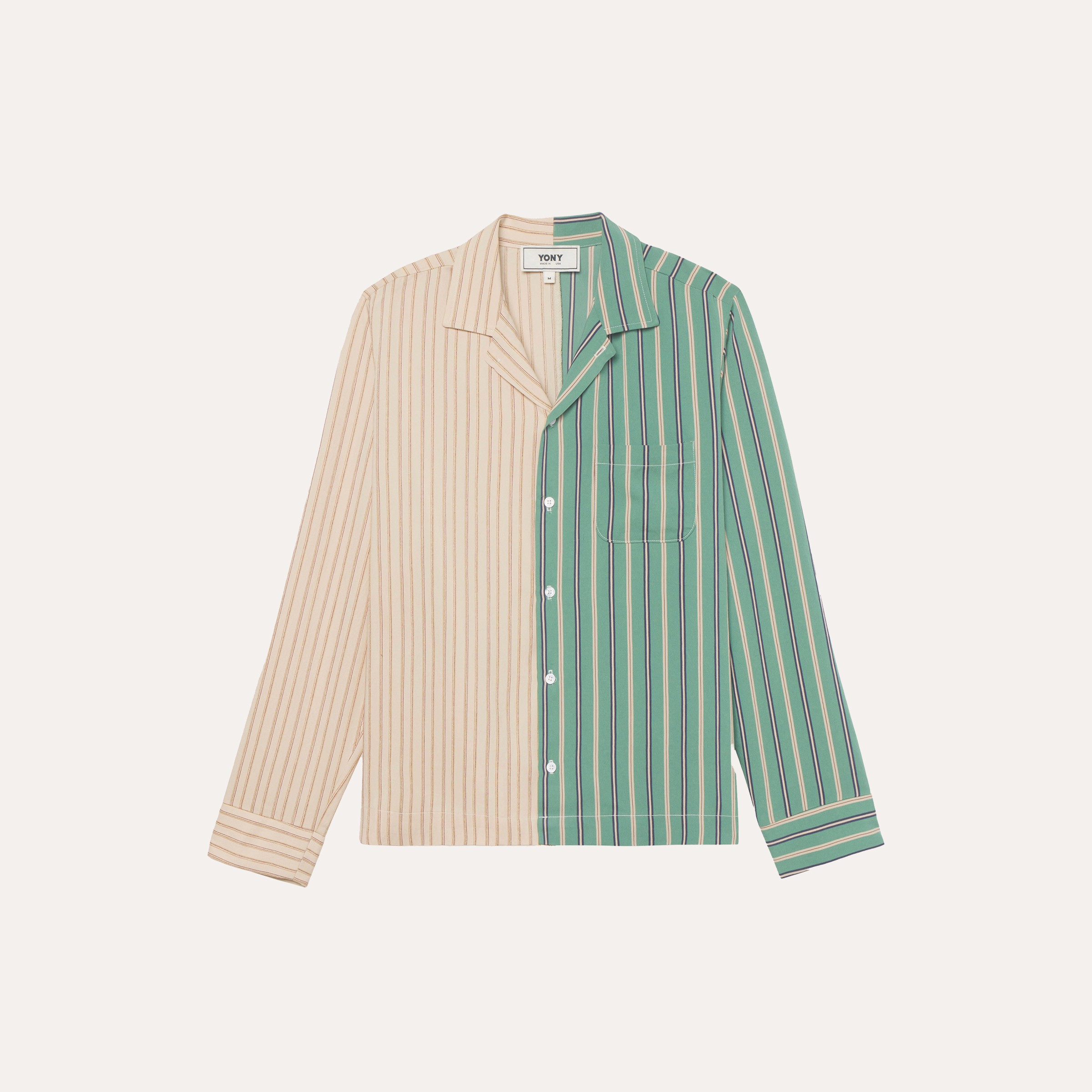 Flat lay of Contrast Striped Button Down