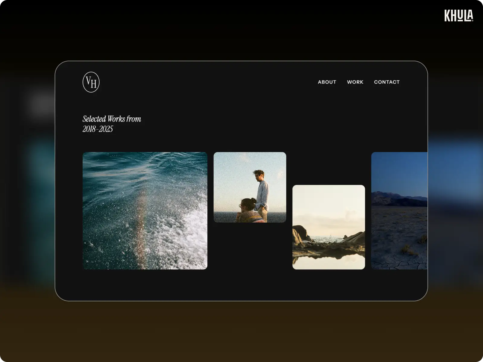 Golden Hour template homepage showing a dark photography portfolio gallery