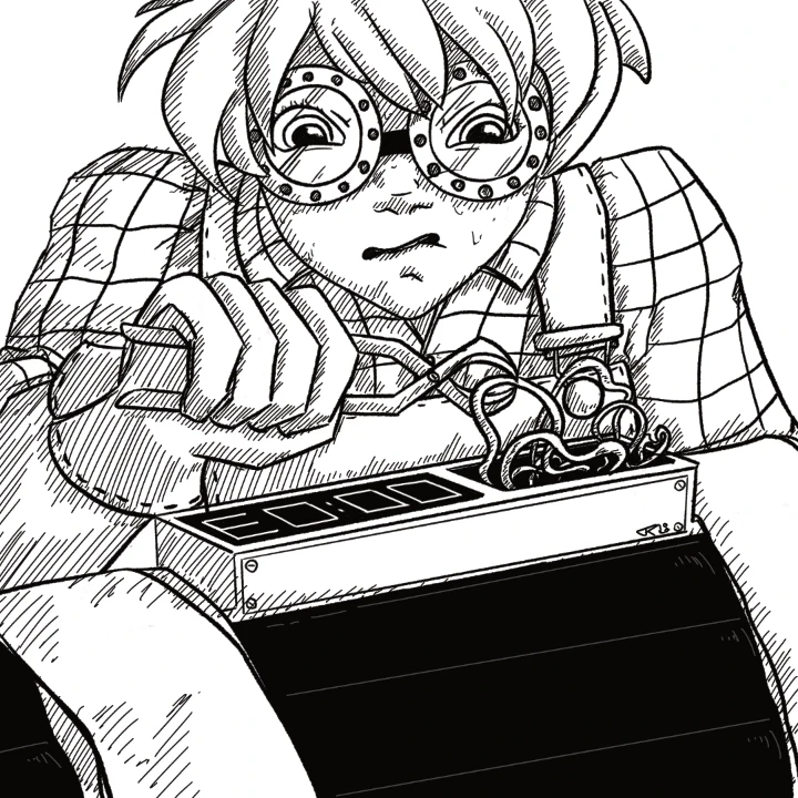 Digital ink drawing of a young man diffusing a bomb.