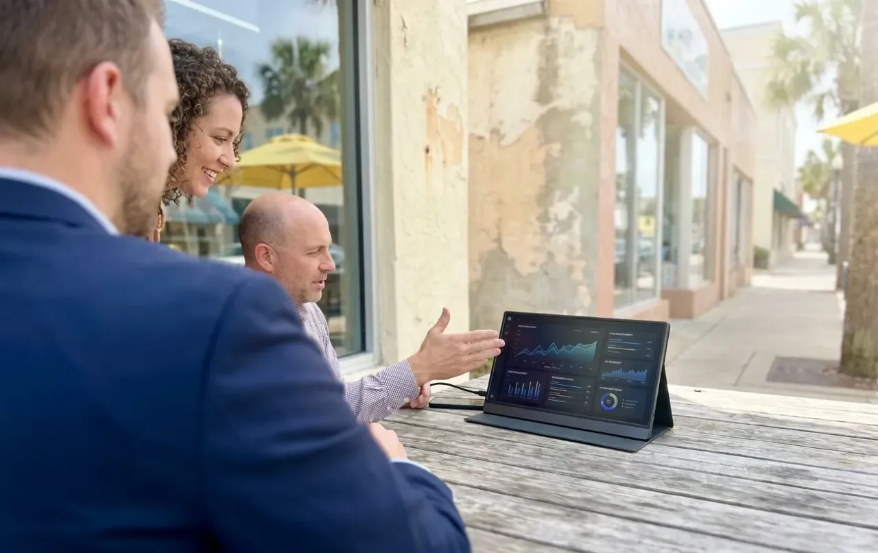 A man is looking at a laptop screen