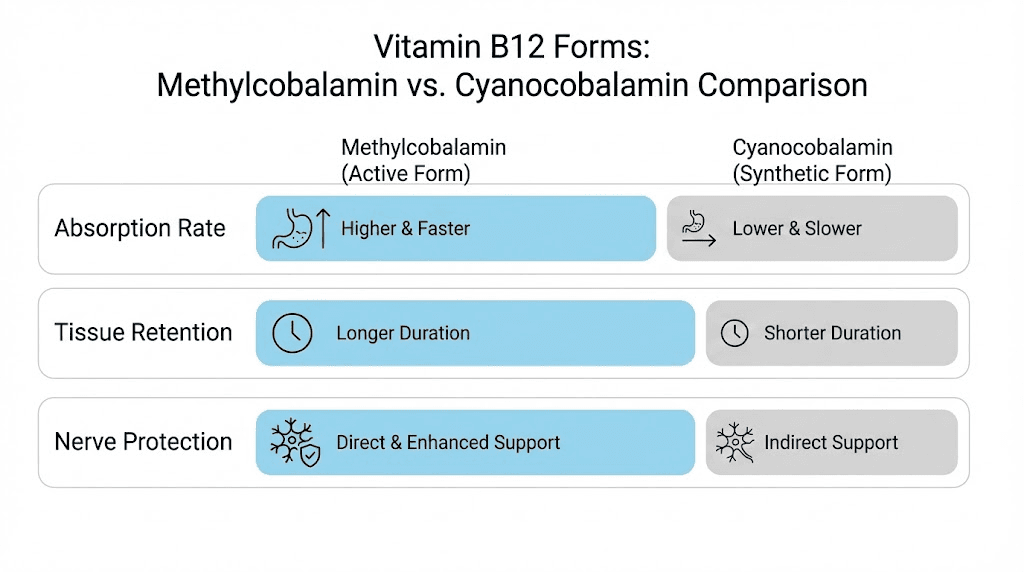 Methylcobalamin vs cyanocobalamin comparison chart for tirzepatide compounds