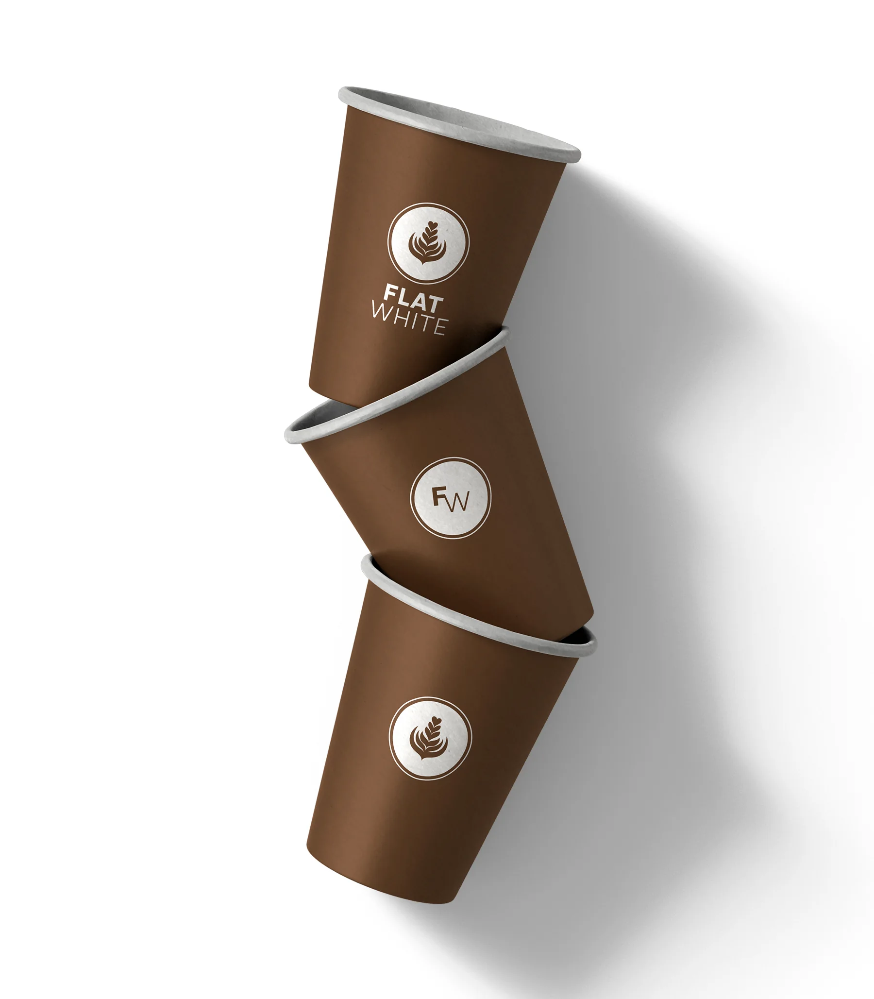 Flat White, stacked takeaway cup mockup