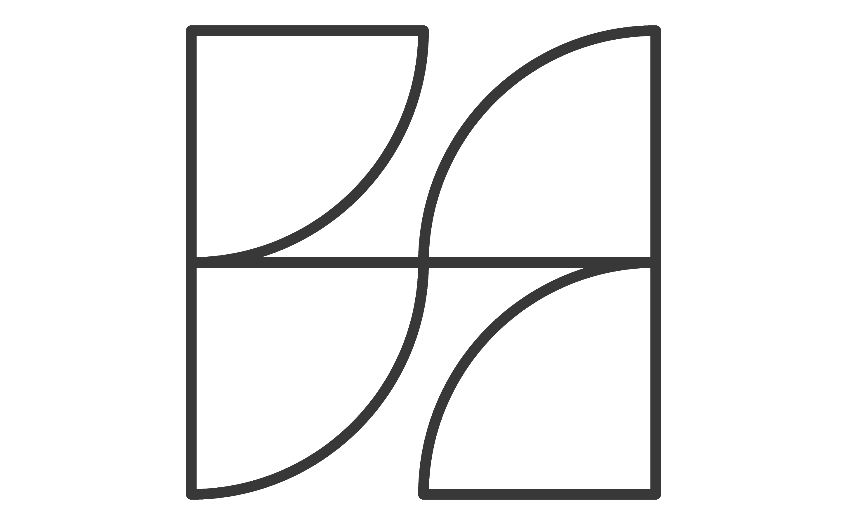 A black and white icon featuring a stylized letter H made up of overlapping curved lines within a square shape.