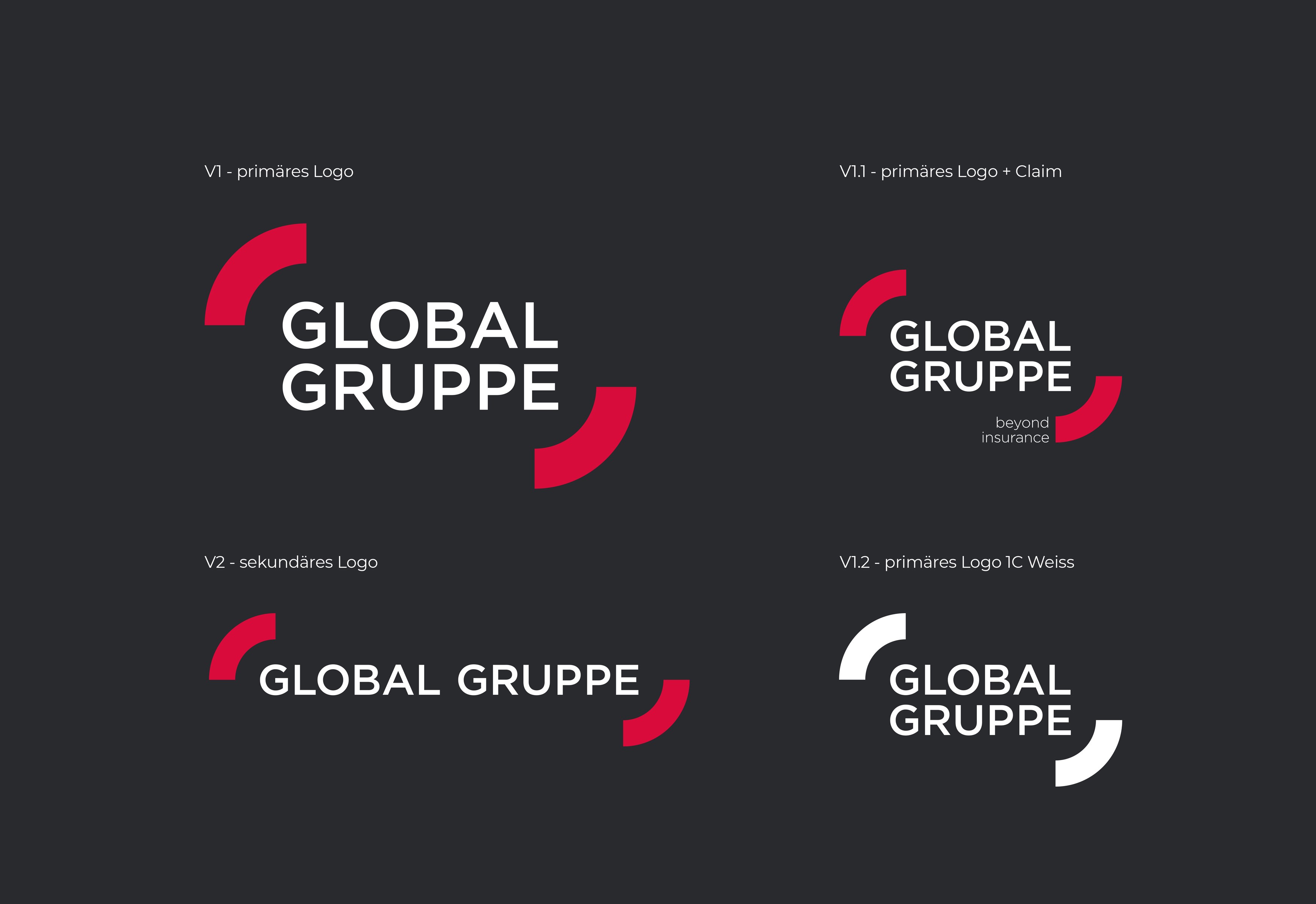 Logo Design für die Global Gruppe – modernes, klares Wortzeichen als Teil des neuen Corporate Designs.