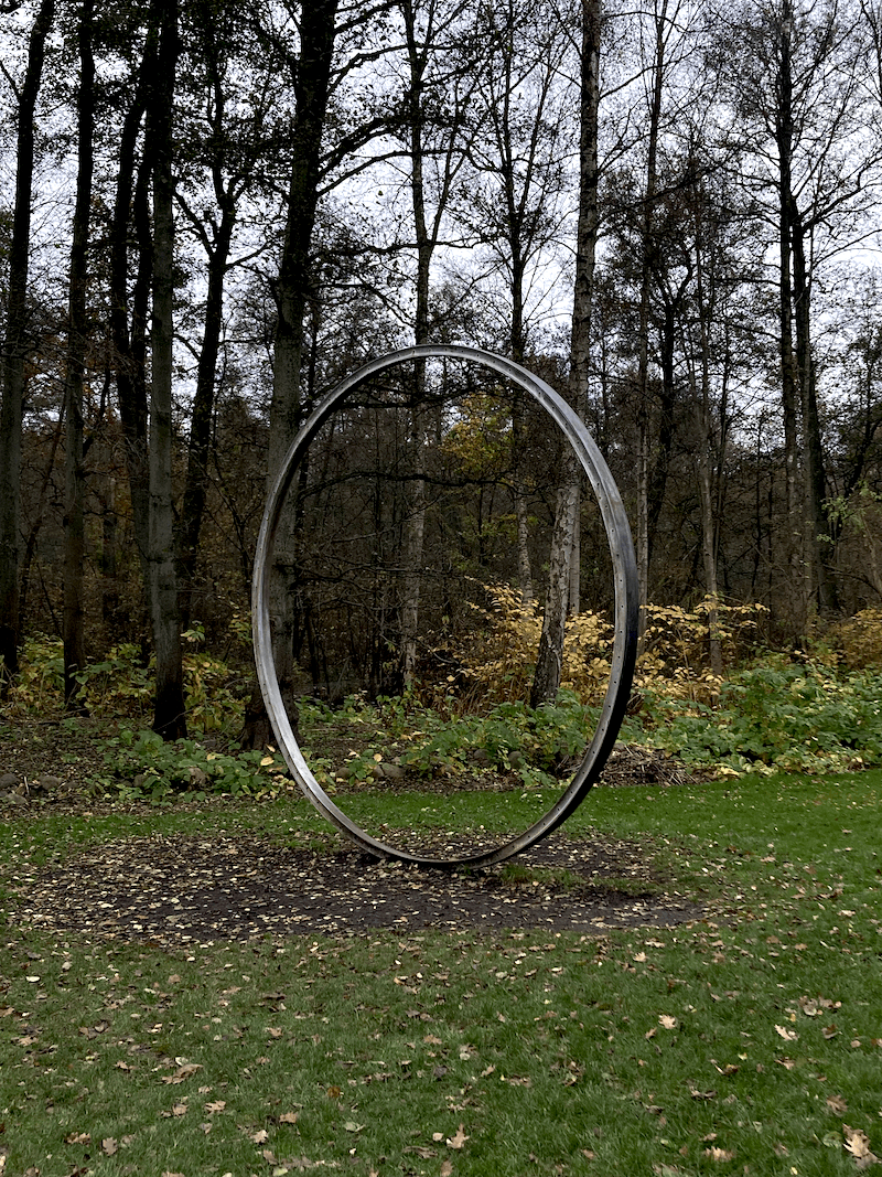 A green butterfly rests on a flower.