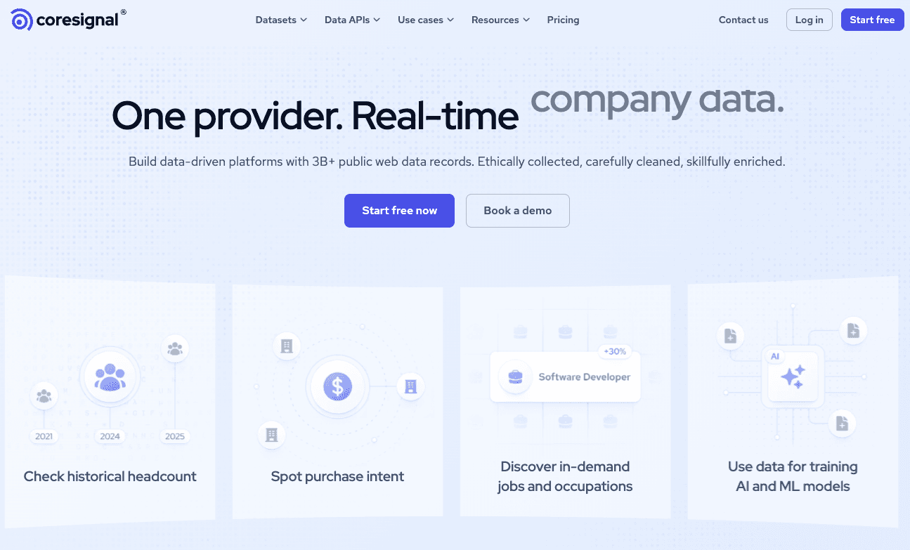 Coresignal – Public web data vendor alternative to PDL