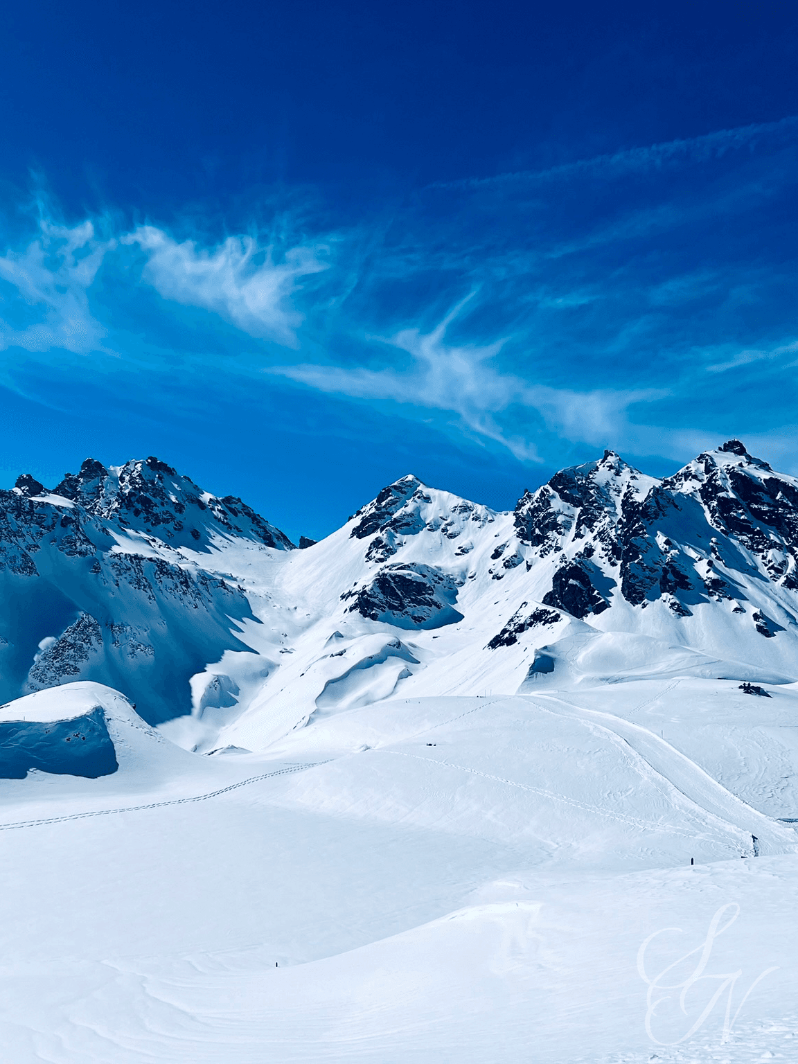 Swiss Pizol in winter on a sunny day.