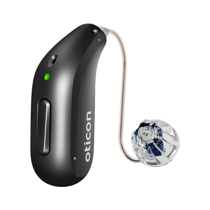 Oticon Intent 2 miniRITE R, appareil auditif micro-contour rechargeable, alliant confort, technologie avancée et adaptation automatique aux environnements sonores. A découvrir chez Audio Pour Tous.
