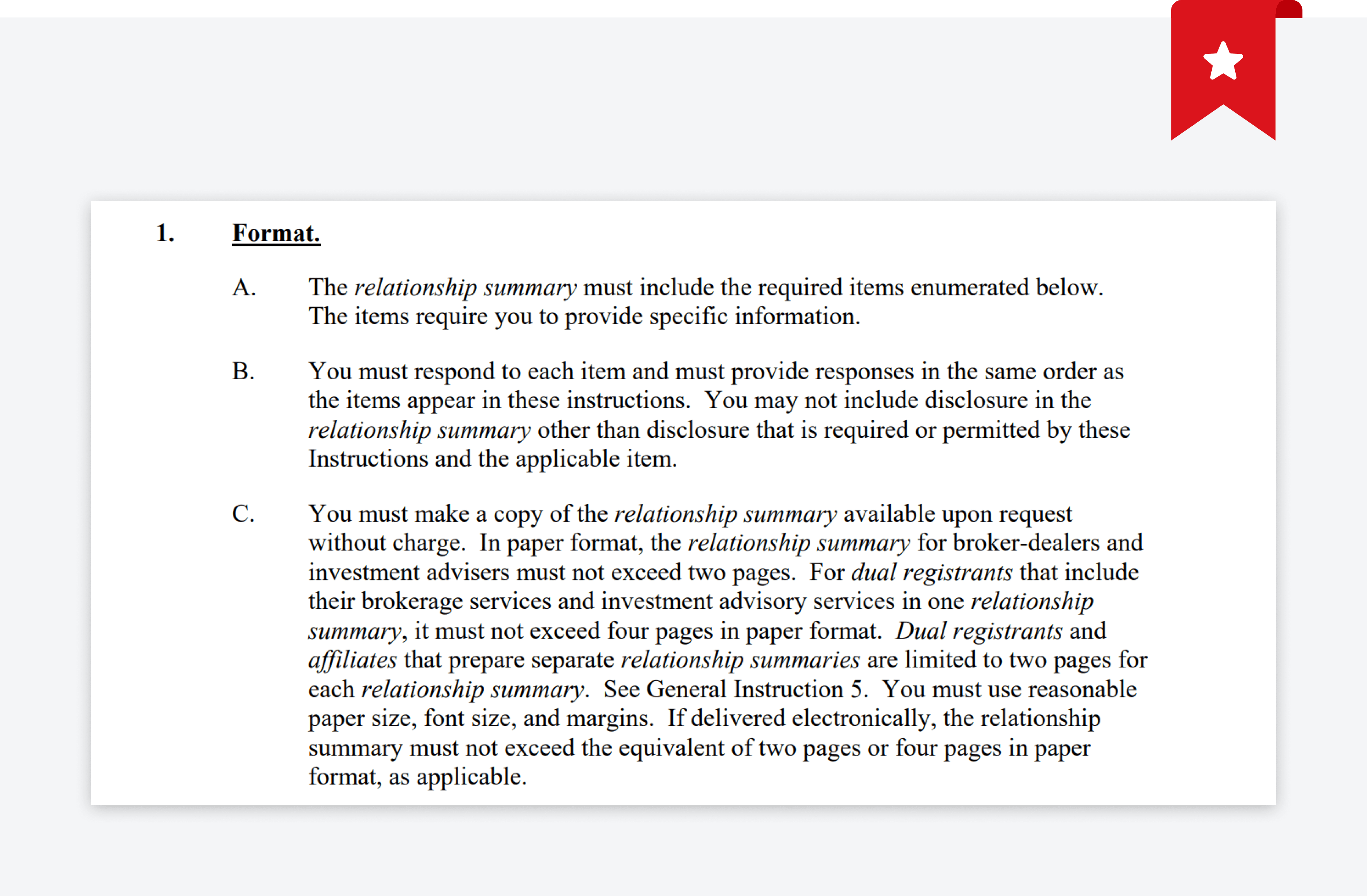 Required Form CRS Formatting Rules