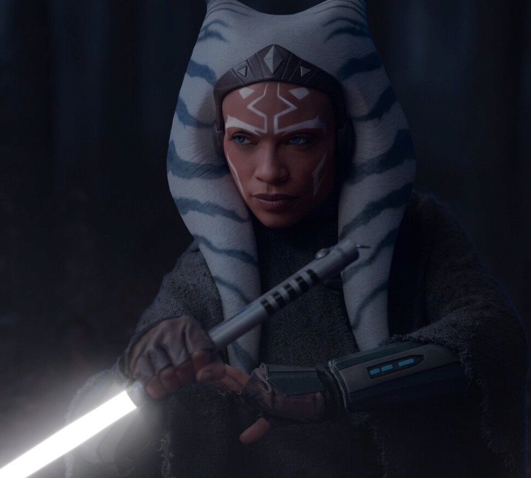 Ahsoka Tano with an ignited white lightsaber