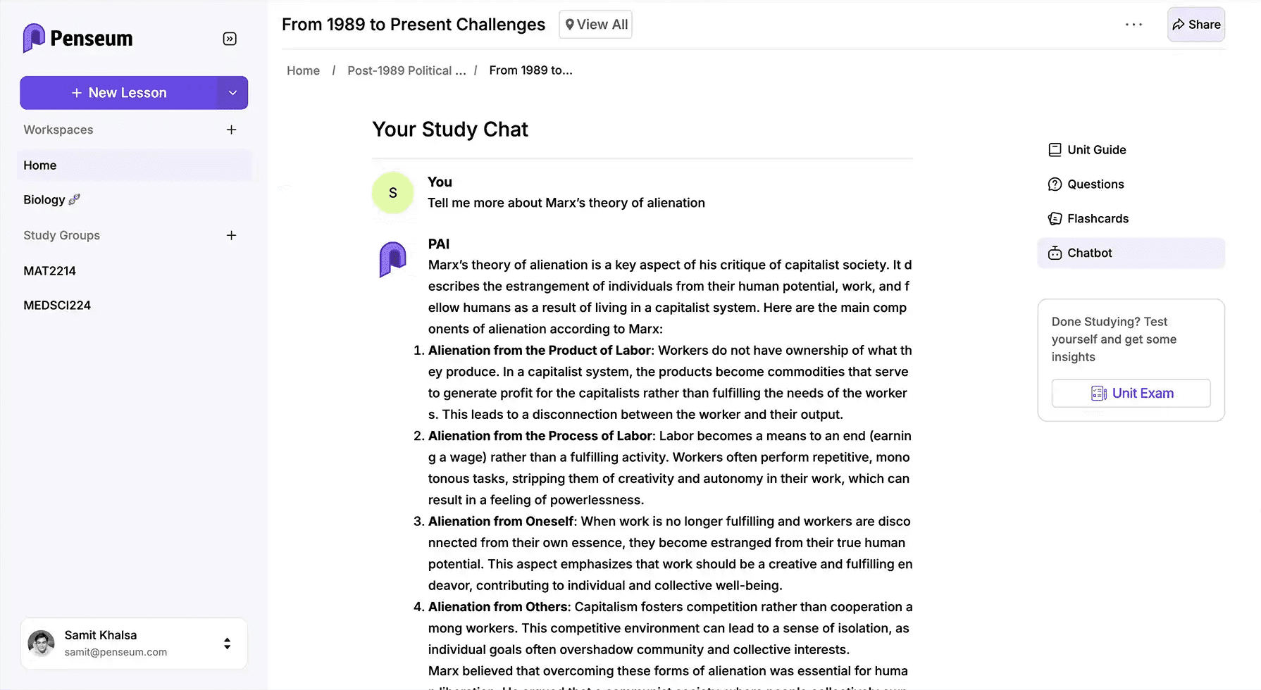 Penseum's App Interface