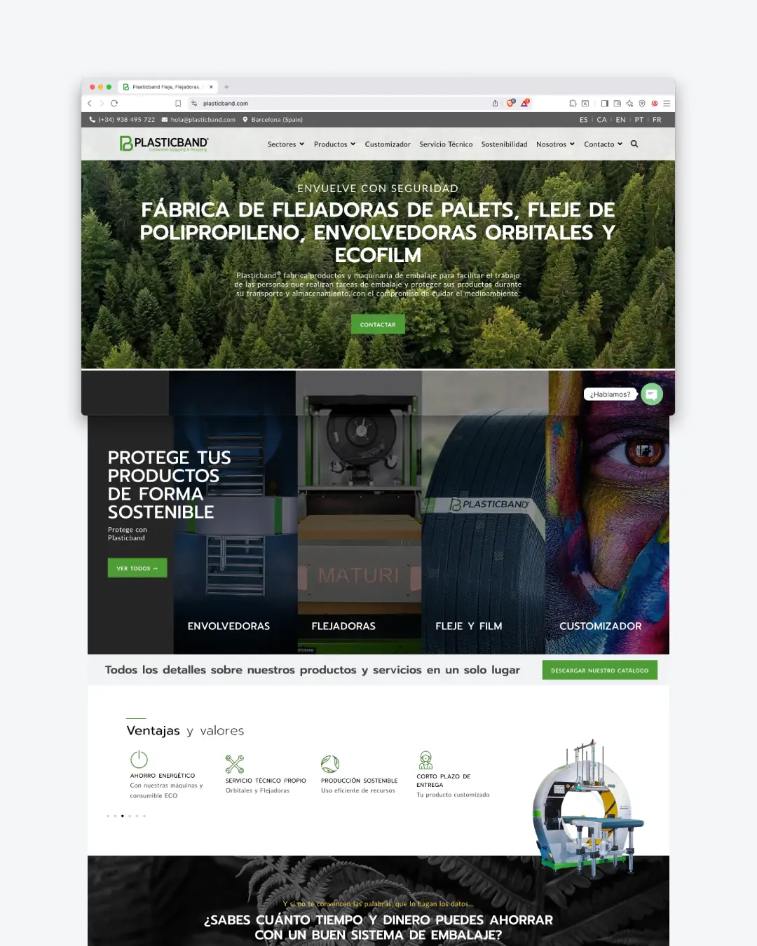 Web de Plasticband, embalaje industrial y maquinaria
