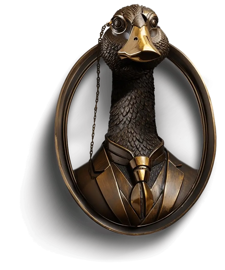 Bronze Goose  Bust Wearing a Monocle and Tie