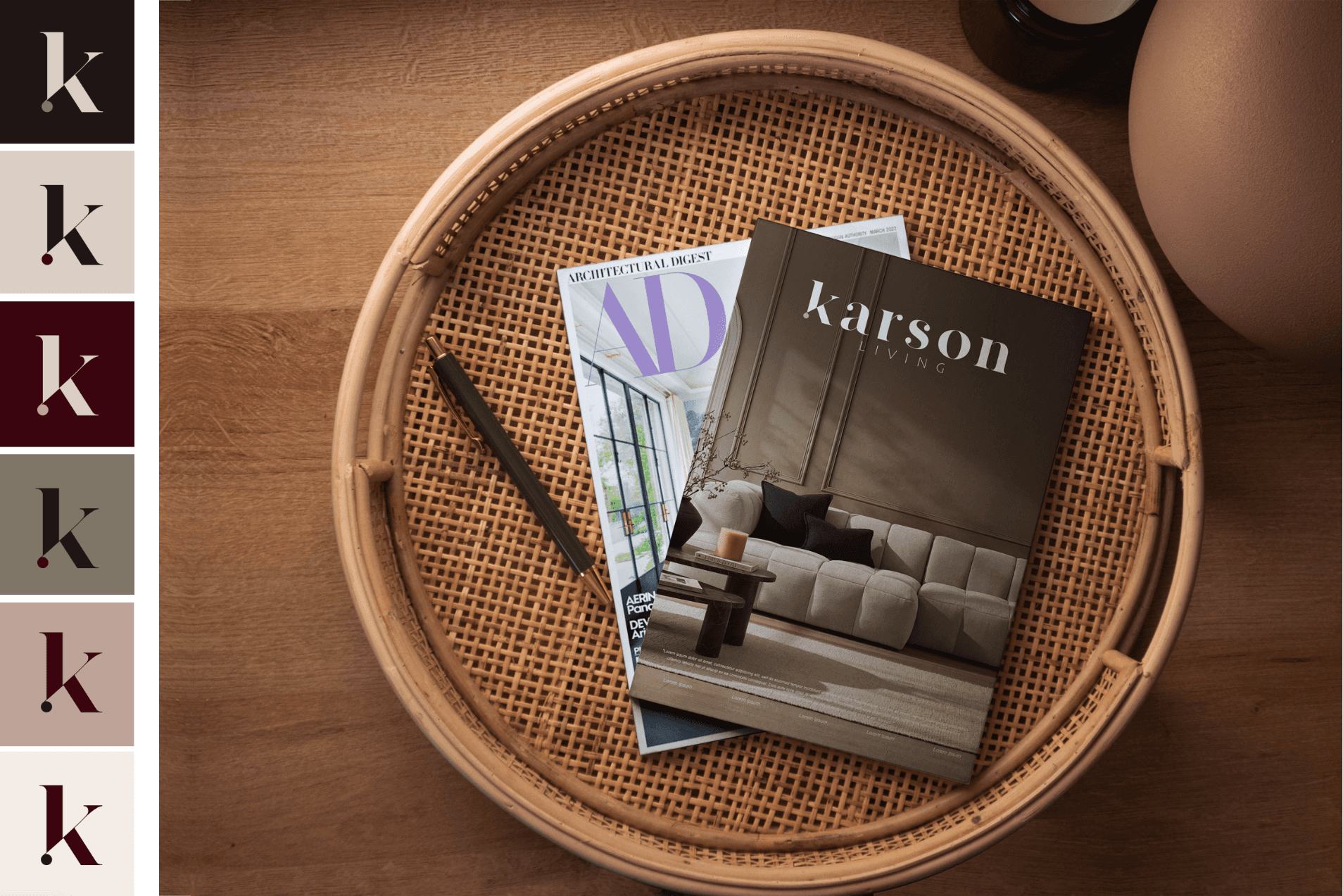 marketing concept of branding on magazine spread from luxury magazine like AD